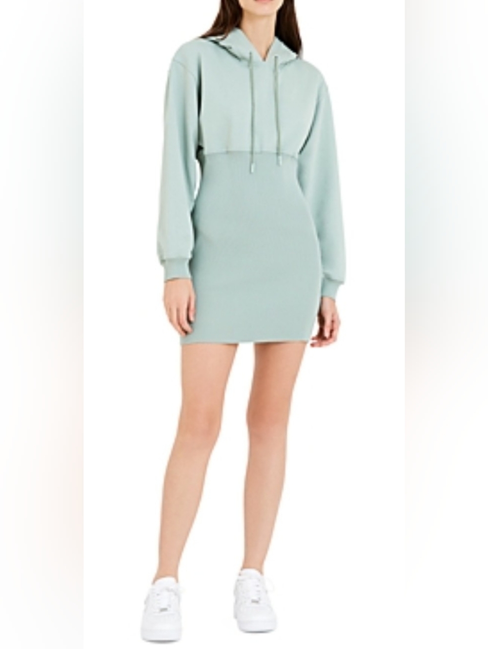 NWOT Heart & Hips Seafoam Green L/S Hoodie Mini Dress SZ M